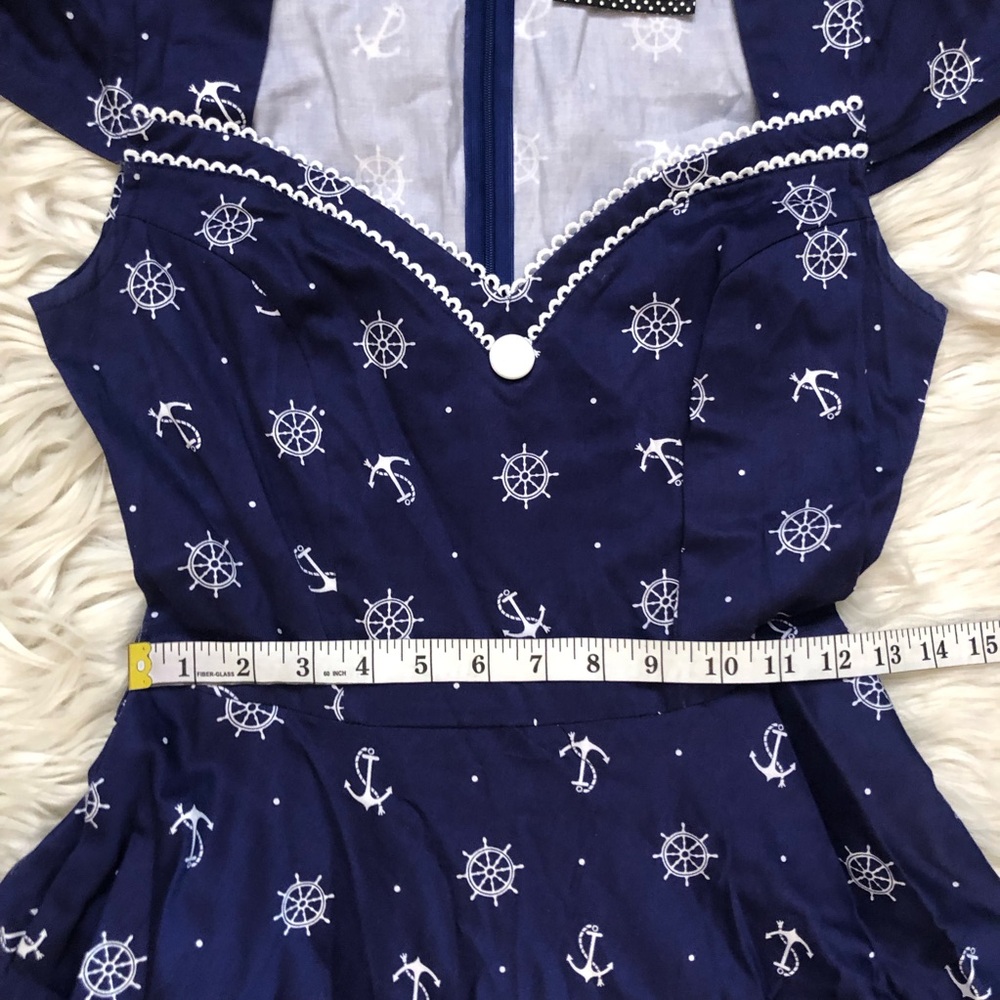 Voodoo Vixen Retro Sailor Nautical Novelty Anchor Sweetheart Navy Dress size 2 - Picture 9 of 10